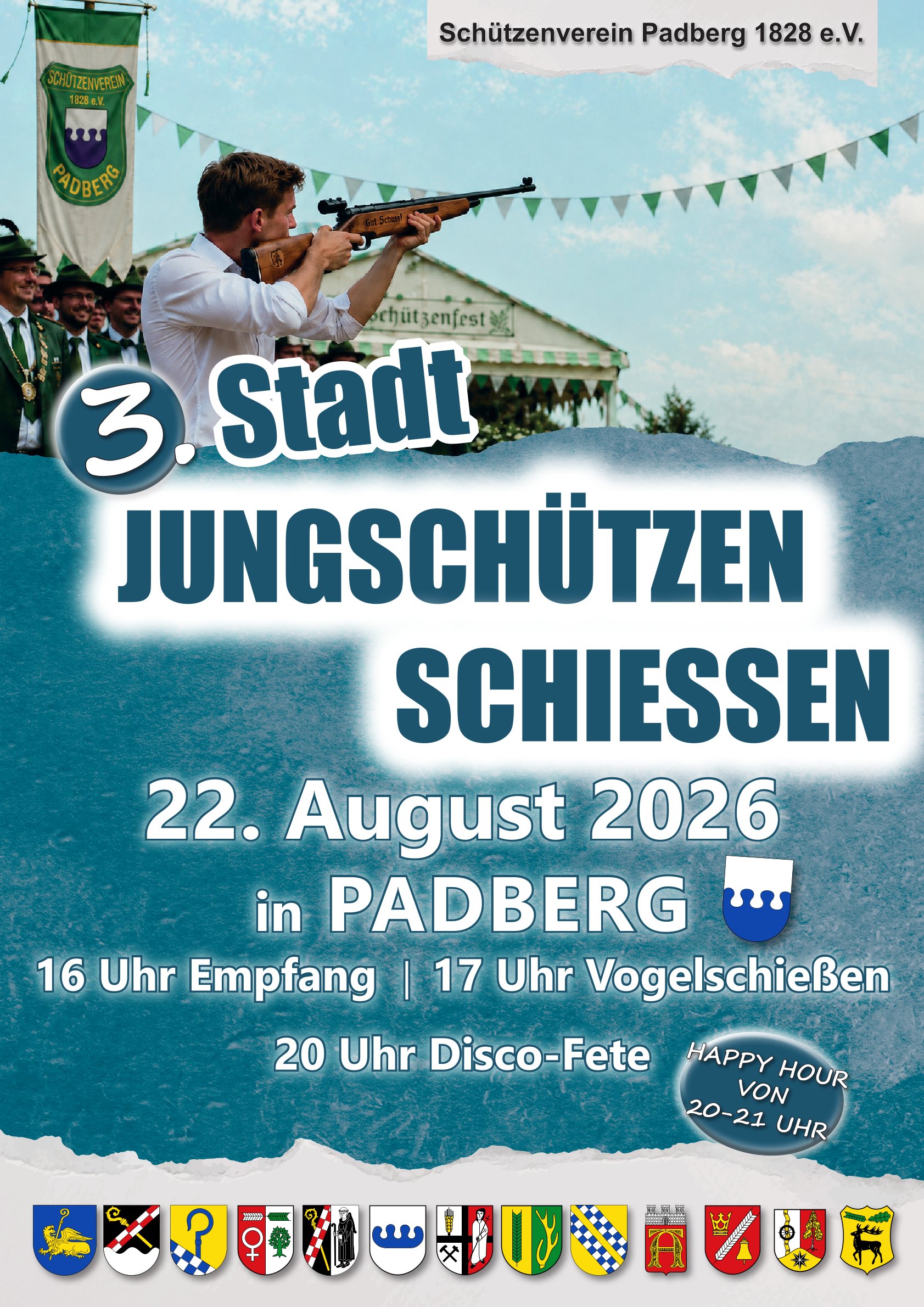Der Schützenverein und der amtierende Stadtjungschützenkönig Timo Müller laden herzlich ein.